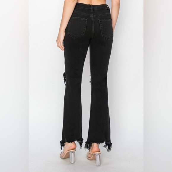 RISEN Full Size Distressed Raw Hem Jeans with Pockets - Picture 5 of 7